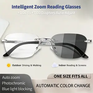 Auto-Adjusting HD Reading Glasses,Stylish Rimless Computer Readers, Anti UV Eyeglasses Auto-Adjusting HD Reading Glasses,Stylish Rimless Computer Readers, Anti UV Eyeglasses
