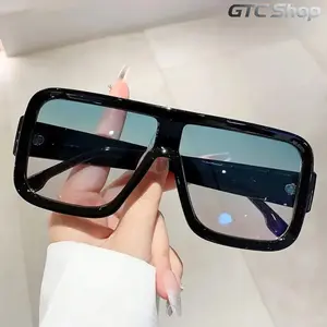 Unisex Plain Color PC Material Sunglasses, Simple Trendy Large Square Frame Shades, Casual Fashion Eyewear Accessories for Daily Outdoor Use #summervibes #outdoorvibes
