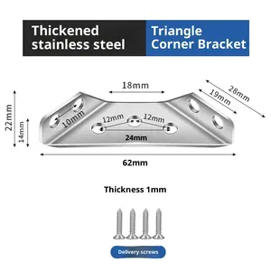 Stainless Steel Corner Brackets 90 Degree Cabinet Support Braces for Wood Shelves Furniture Countertop Reinforcement 10Pcs Universal Heavy-Duty Triangle Connectors