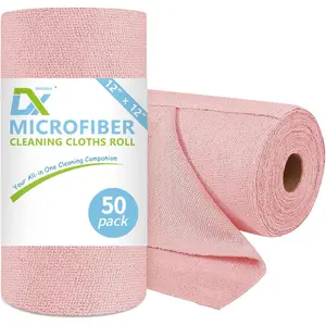DX Microfiber Cleaning Cloths Roll - 50 Pieces per Roll, 100 Pieces in Two Rolls, Thick Version for Long-Term Family Cleaning, Save Worry & Cost-Effective Stocking