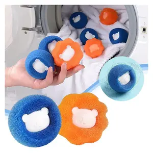 Reusable Laundry Wash Balls,PU Spong Softer Alternative Dryer Sheets Replacement,Fluffy Anti-frizz Cleaning Tool,Pack of  4