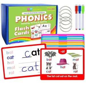 530 Learn to Read Write Spell Decodable Words with Pictures and Sentences, 154 Phonics Flash Cards for Kids Ages 3-10, Letter Sounds, CVC Words, Blends and Digraphs Preschool, Kindergarten, 1st Grade