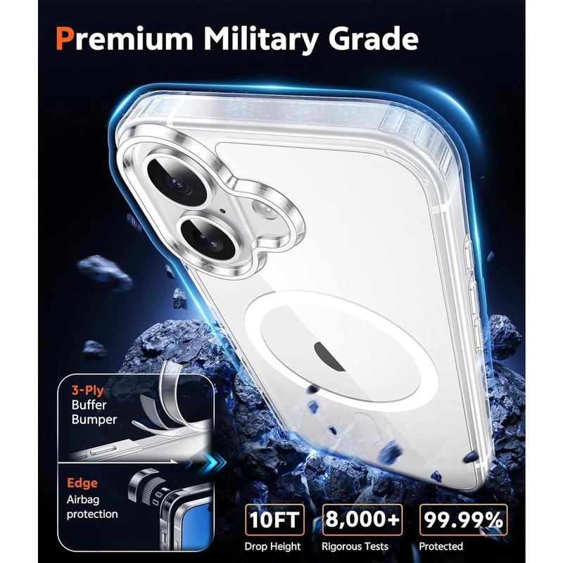 iPhone 17 Case Clear: Magnetic Transparent Phone Cases with Screen Protector Slim Anti Yellowing Military Grade Drop Protection Rugged Shockproof Protective Cell Phone Cover (A-Clear)/jubal phone case heather and dave 2 brooke and jubal phone cases 2 lora