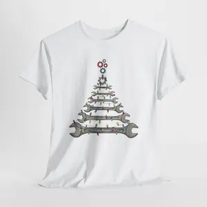 Wrench Christmas Tree Tee | Tool Holiday Shirt, Mechanic Xmas Design