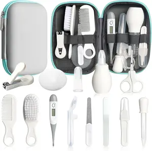 Summer Spring Gift Baby Healthcare and Grooming Kit, 14 in 1 Baby Safety Set Newborn Nursery Health Care Set with Hair Brush Scale Nail Clippers for Baby Girls Boys (14 Kits Grey White)