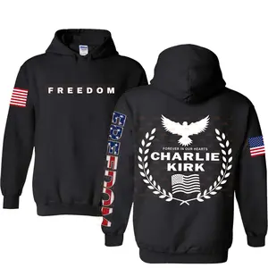 Forever In Our Heart Charlie Kirk Pullover Shirt, American Patriot Blend Hoodie, Freedom Unisex Sweatshirt, Cozy Cotton Blend Casual Wear
