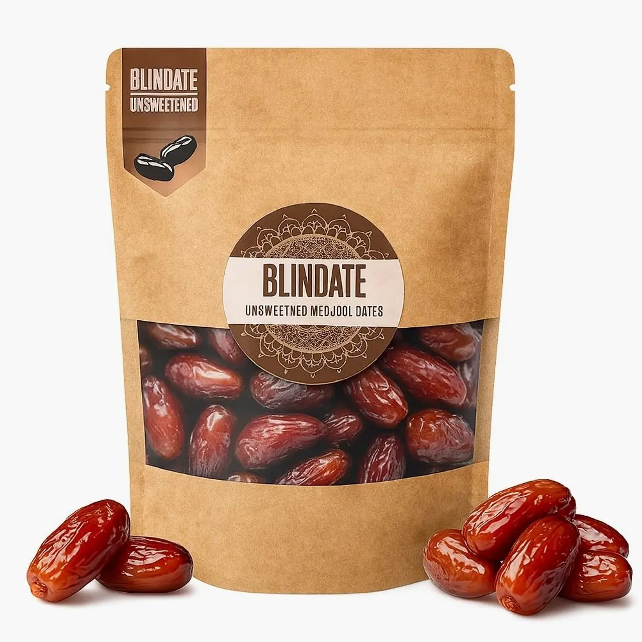 BLINDATE Organic Medjool Dates | Unsweetened, Fresh, Large, Plump & Juicy | Vegan, Non GMO, Kosher, Gluten-Free | Fiber Rich Dried Fruit Snack – 12.3oz Resealable Bag