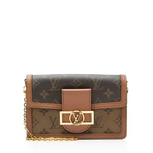 Pre-owned Louis Vuitton Leather Clutches & Wristlets Reverse Monogram Dauphine Chain Wallet