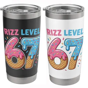 Rizz Level 67 Alpha Slang Gen 67th Number Ice Cream Drip 67 Stainless Steel Vacuum Insulated Tumbler