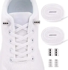 2 Pairs Elastic No Tie Shoe Laces for Sneaker - Flat Tieless Shoelaces for  Adults - One Size Fit