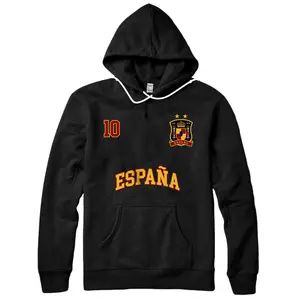 Personalized Espana Spain Team Sports Number 10 Soccer Spanish Flag Pullover Hoodie