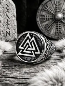 Vintage Triangular Stainless Steel Ring, Nordic Viking Celtic Men's Ring, Punk Style Ring, Unique Punk Jewelry, Perfect Gift for Men, All Seasons Wear