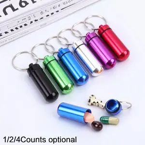 Portable Mini Aluminum Pill Box Keychain Holder - Multi-Purpose Storage for Outdoor Travel, Camping, Hiking & Daily Use - Lightweight Keychain With Hook for Easy Carry & Stylish Accessory