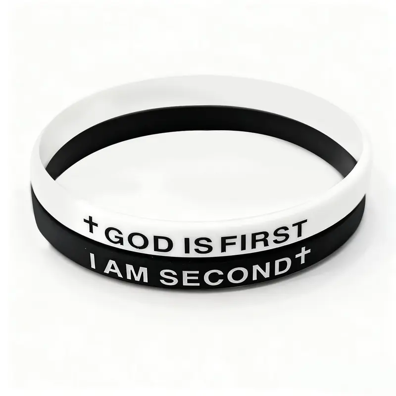 Unisex High Quality Faith-Based Christian Engraved Synthetic Silicone Rubber Bracelet - God Is First Cross, Bible Verses, Durable, Comfortable Daily Reminder, Jewelry for Women, Accessories Adults, Gifts Adults, Mens Gifts, Baptism/Birthday Accessory