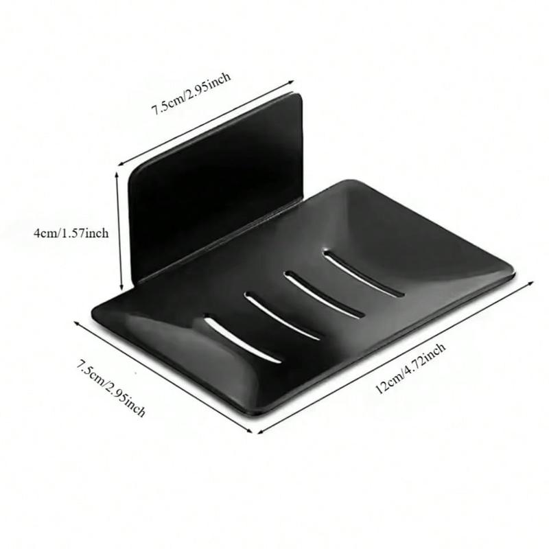 1PC Bathroom Wall Mount Metal Soap Dish Self Adhesive Shower Storage Soap Tray Mesh Rack Drain Soap Shelf High-Quality Accessory Aluminium Installation Matte Black Finish No-Drill Installation Industrial-grade Adhesive Strips