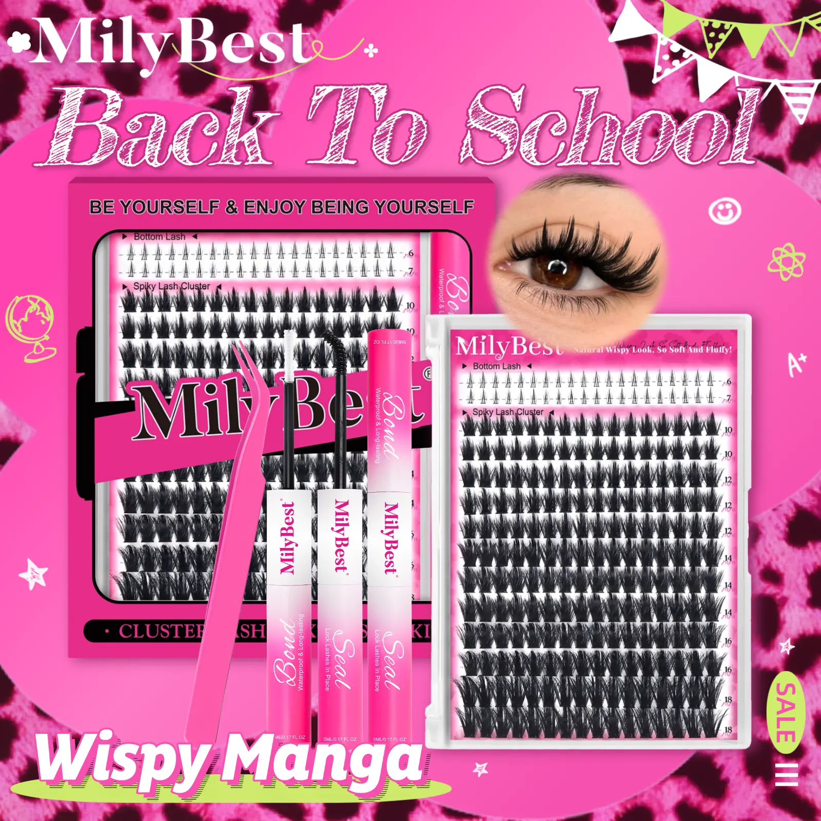 Milybest 100D Wispy Lash Clusters Kit 10–18mm | Natural  D Curl DIY Lash Extensions Soft Individual Cluster Lashes,back to school