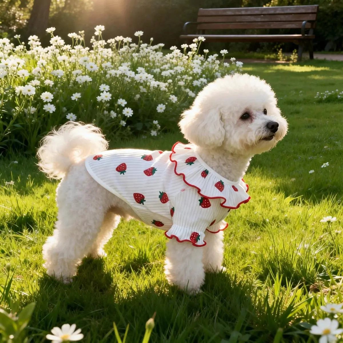 1PC Cute Print Dog Clothes Summer Pet Shirt for Small Dogs Cats Ruffle Collar Puppy T-Shirt Teddy Bichon Pomeranian Poodle Apparel Outfits Dachshund Clothes