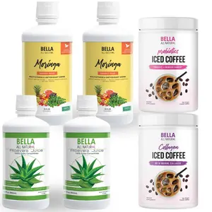 The Triple Double - Get 1 Probiotics Iced Coffee + 1 Collagen Iced Coffee + 2 Aloe Vera Juice + 2 Moringa Juice