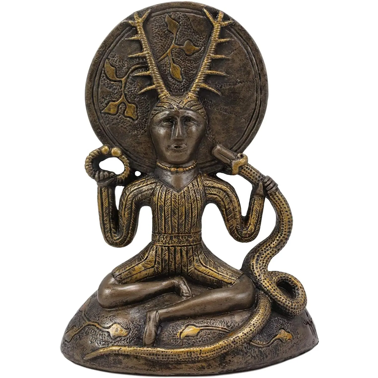 Ebros Oberon Zell Herne Cernunnos with Deer Antlers and Earth Disc Statue 6.25"H