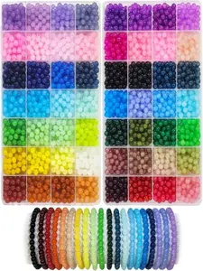 6mm Glass Beads for Jewelry Making, Bead Mix, 56 Colors Crystal Beads Bracelets Making Kit, Round Beads Suitable for Beginners, Pride 2025, LGBTQ, Crystal Beaded