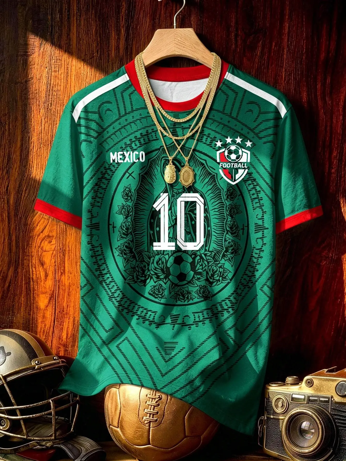 Aesthetic Post Men's Plus Size Vintage Mexico Maya Totem Virgin Mary Soccer Jersey,Dark Grey,Summer,Streat Wear,Sports Graphic Fashion Player Edition Training Tee