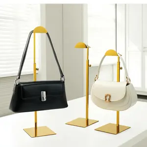 3PCS Adjustable Purse Display Stands – Gold Stainless Steel Handbag Holders for Retail, Boutique, Closet, or Home Organization – Luxury Bag Organizer with Adjustable Height
