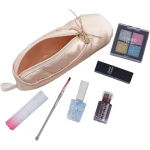 Ballet Dance Shoe Makeup Bag For Little Girls, Ballerina Slipper Makeup Pouch Bag, Ballet Pointe Shoes Gifts (Pink)