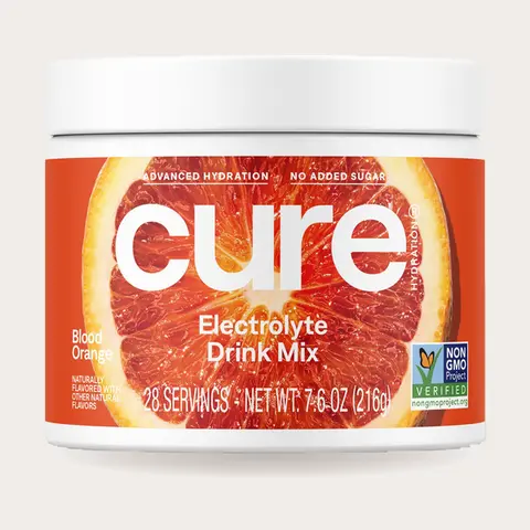 Cure Hydration Electrolyte Drink Mix Powder, 28 Serving Jar - No Added Sugar, Made with Coconut Water & Pink Himalayan Salt, Plant Based, Vegan, Non-GMO, Gluten Free
