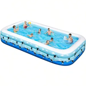 Extra Large Inflatable Pool For Adults 145 X 74 X 22 Full Size Family Blow Up Pool Oversized Swimming Pools Above Ground For Backyard Home Garden Lawn Indoor Outdoor Air Pump Not Included Aa
