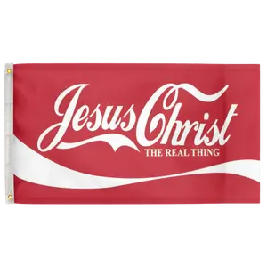 Jesus Christ The Real Thing 3'X5' Flag 100D Polyester (90cm x 150cm) Christian Flag (C28) RolFlags