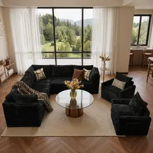 HOOOWOOO 7 PCS Modular Sectional Sofa with 2 Swivel Chairs Set, L Shaped Comfy Cloud Couch, Deep Seat Couches With Throw Pillows  for Living Room,【7 Packages Shipping】Easy Assembly, Free Combination