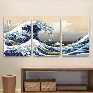 Great Wave Off Kanagawa Pattern Canvas Painting without Frame, 1 Set Japanese Style Wall Art Poster, Wall Art Decor for Home Living Room Bedroom Office, Ornaments