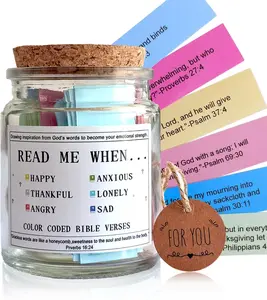 Bible Verses in a Jar, the Hope Jar Read Me When Bible Verses Jar with Colored Bible Verses, Scripture Prayer Jar Bible Gifts for Women Church Faith