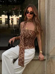 French Polka Dot Crop Top with Matching Scarf, Waist-Cinch Sleeveless Top, Y2K Retro Sexy Aesthetic Fashion, Perfect for Dates, Vacations, Nightclubs