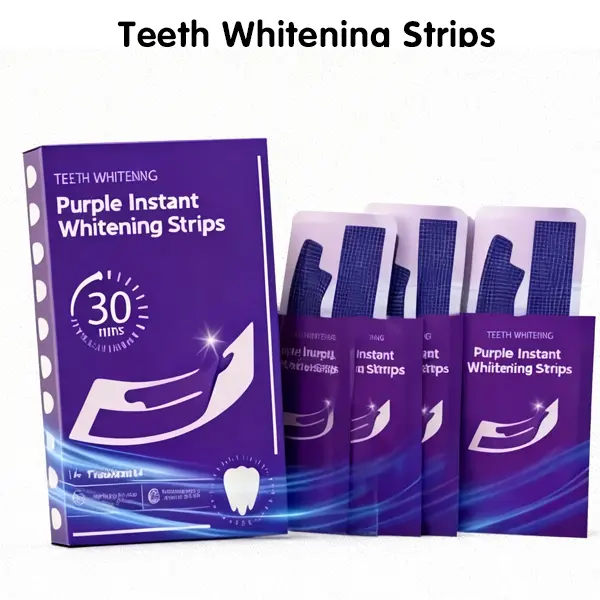 Purple Teeth Whitening Strips - Peroxide-Free, Enamel-Safe, Gentle for Sensitive Teeth, Natural Color Correction & Brightening, Dental Care for Daily & Travel Use, Dental Teeth Whitening