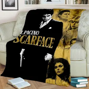 3D Printing Movie Scarface Tony HD Blanket,Soft Throw Blanket for Home Bedroom Bed Sofa Picnic Travel Office Cover Blanket Kids
