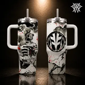 Mighty Morphin White Green Ranger Tumbler 40 oz 20 oz, Tommy Ranger Tumbler With Handle Straw, Gift for Fan