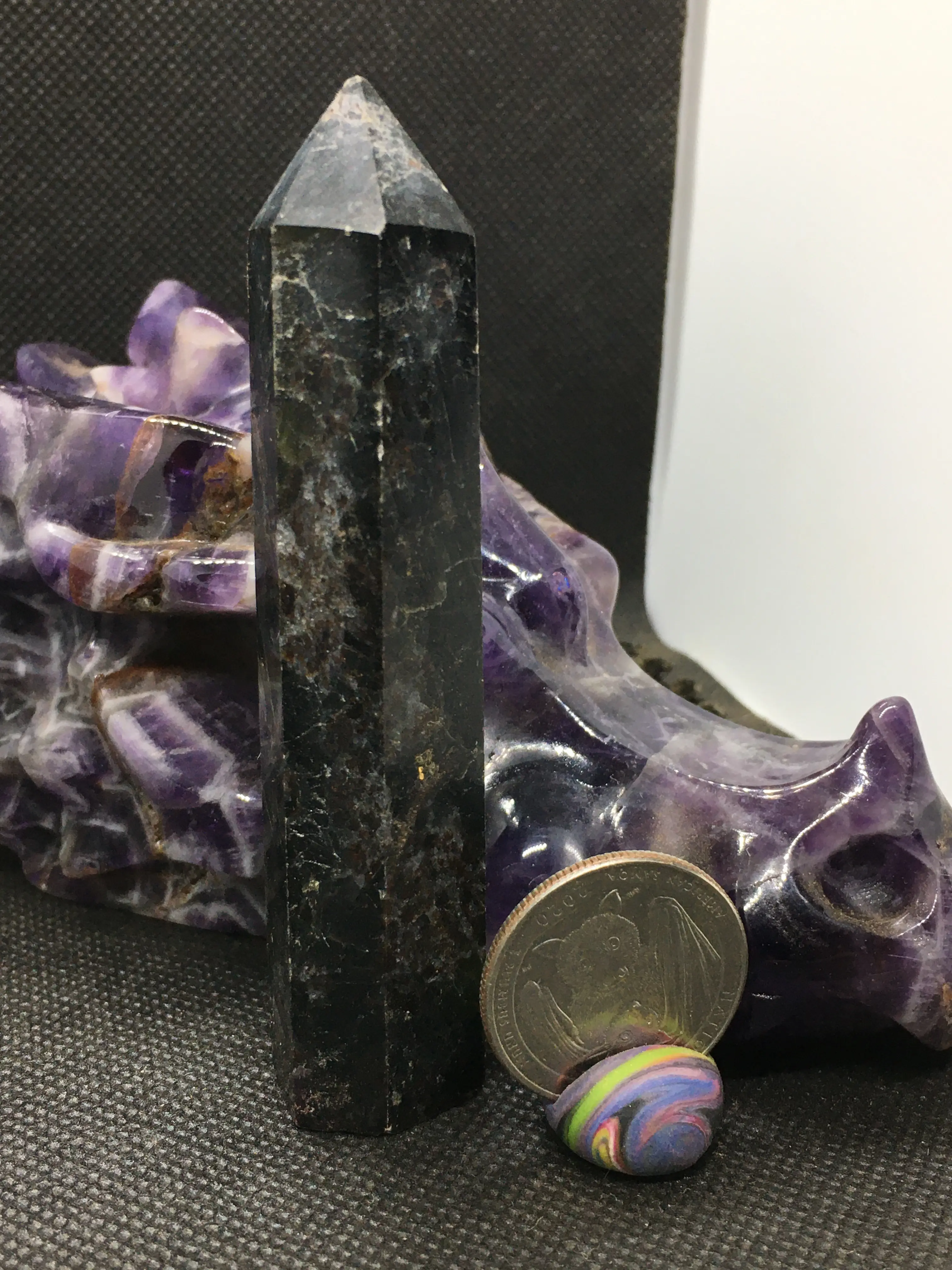 Arfvedsonite Generator Tower 68g,3.5" tall Home Ornament #gemstone #gemsntreasures #gemstonetower  #Arfvedsonitetower
