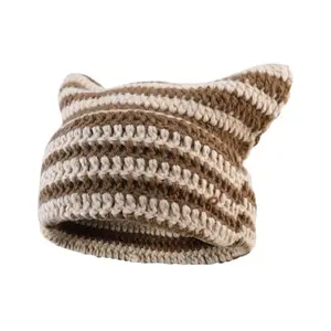 Beanie for Women Men Crochet Hat Knitted Hat Cute Hat with Ears Beanie Y2k Winter Hat Slouchy Beanie Knitted Hat Autumn and Winter Keep Warm