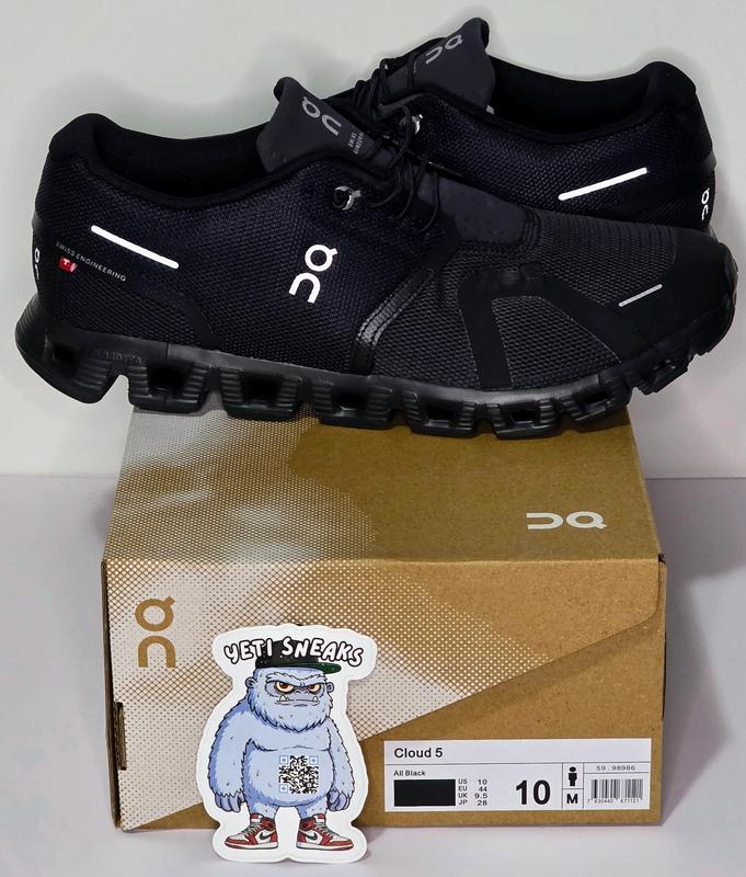 On Cloud 5 All Black Men's Sneaker with CloudTec Sole & Speedboard Technology Breathable Moisture-Wicking Lining Perfect for Any Terrain