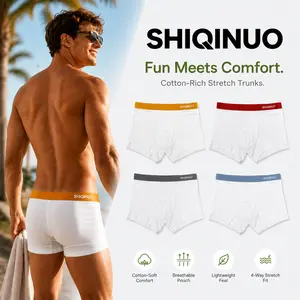 SHIQINUO Menswear Men's 4-Pack Boxer Briefs - Elastic Smooth Cotton Stretch Underwear, No Ride-Up, 3D Breathable Viscose Pouch, Sweat-Wicking Trunks