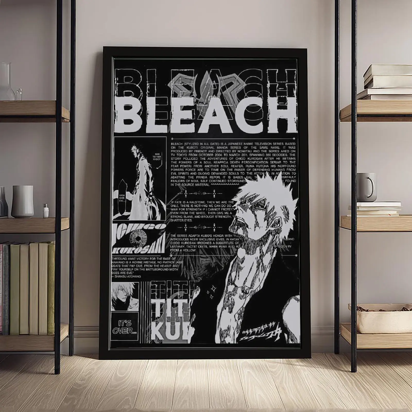 Ichigo Kurosaki Manga Wall Poster, Bleach Enthusiasts' Must-Have, Home Decor for Toilet, Demon Slayer Themed Art Print