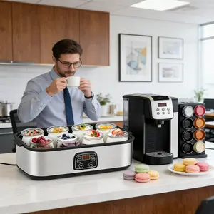 8 Cups 1400ML Electric Yogurt Maker Stainless Steel Multi-function Fermentation Machine with 36H Timer for Home Kitchen, Yogurt Maker with Glass Jars for Homemade Yogurt, Pudding, Jam, Ice Cream - Automatic Fermenter