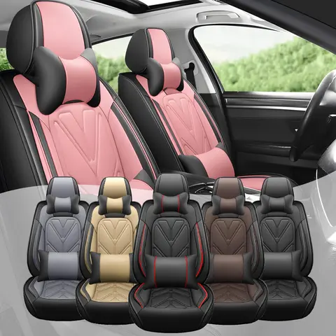 Premium Waterproof Nappa Leather Car Seat Cover Cushion Protectors, Car Seats Cover 5-Seat Full Set with 40/60 Split Rear Bench, Breathable Car Accessories Universal Fit For Nissan Honda Kia Toyota Hyundai Mazda Sedan SUVs