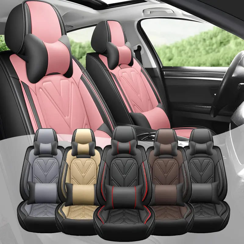 Premium Waterproof Nappa Leather Car Seat Cover Cushion Protectors, Car Seats Cover 5-Seat Full Set with 40/60 Split Rear Bench, Breathable Car Accessories Universal Fit For Nissan Honda Kia Toyota Hyundai Mazda Sedan SUVs