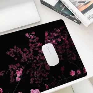Cherry Blossom Pattern Mouse Pad, Rectangle Gaming Mouse Pad, Non-Slip Rubber Base Stitched Edge Desk Pad for Desk Laptop Desktop