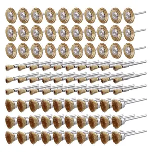 90 Pcs Wire Brushes Set,Brass Wire Wheels Pen Brushes Set Kit Accessories for Rotary Tool,Christmas Party Gifts,Hand Tools Kits ﻿ ﻿ ﻿