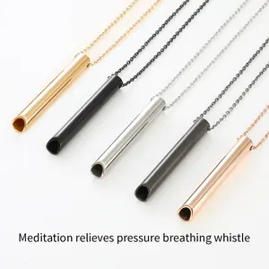 Stainless Steel Vacuum Plating Necklace Three-Dimensional Meditation And Positive Meditation Pendant Adjustable Breathing Slow Pressure Pendant Necklace