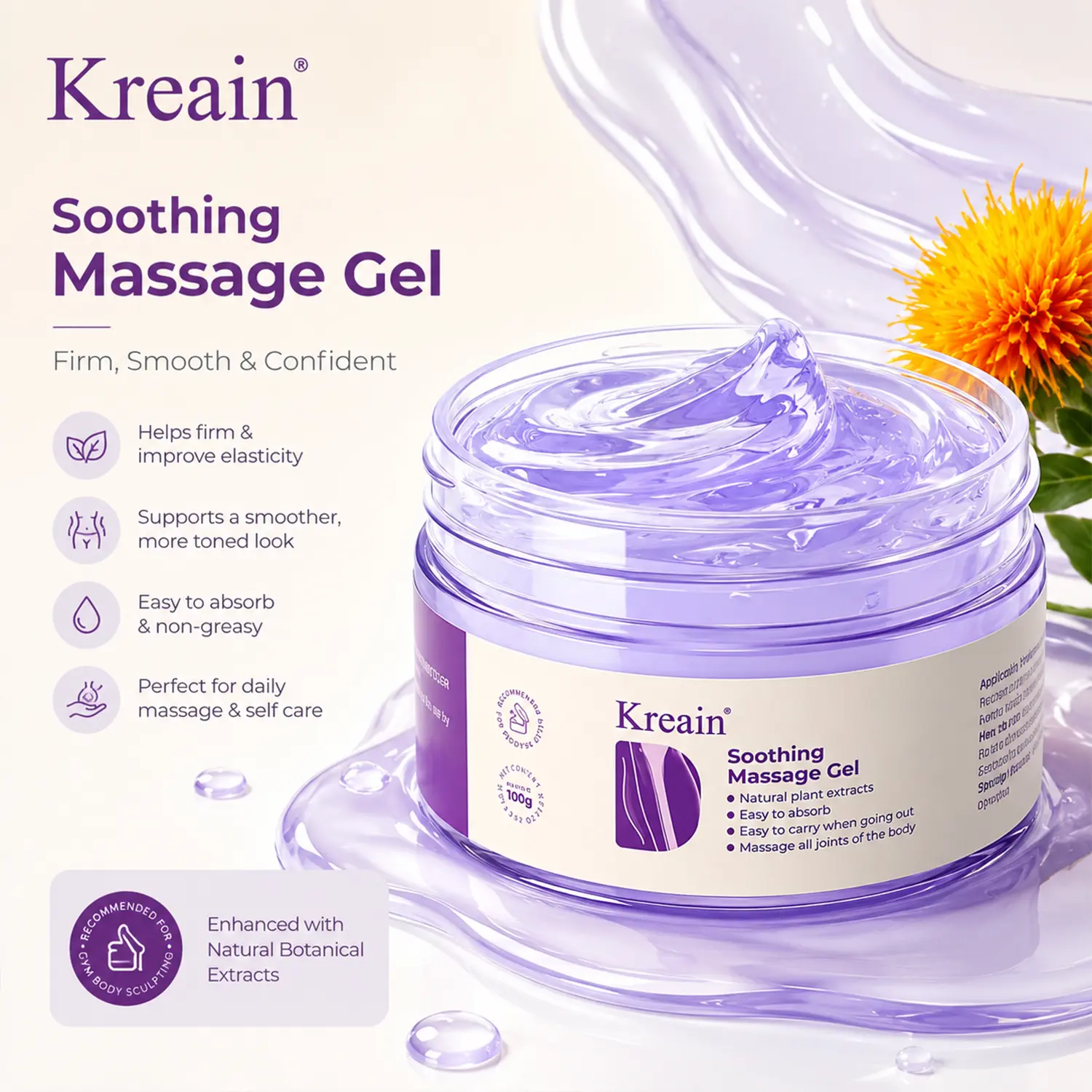 Kreain Advanced Firming Body Gel | Turmeric & Emu Oil Natural Conditioning Care with Chondroitin | Hydrates, Soothes & Restores Healthy Skin | Effortless Beauty Care