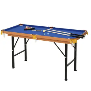 Soozier 55" Portable Folding Billiard Table Set for Family Use, Blue Finish, Includes Billiard Cue Sticks, Balls, Rack, Chalk, Billiard Cue Stick